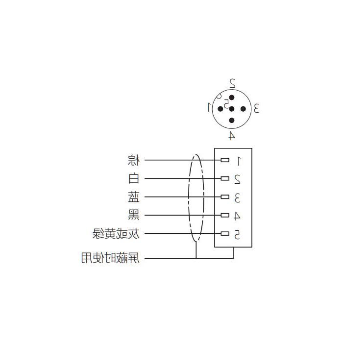 M12 5Pin, male head 90°, single-end precast cable, welding slag resistant PUR material、黄色护套、64T561-XXX